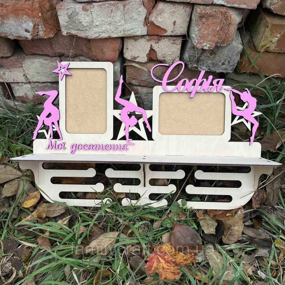 Медальница с фоторамкой и полкой для кубков Деревянный держатель для медалей Органайзер для наград