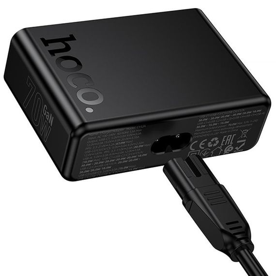 СЗУ Hoco C152A Modern PD70W 6in1 (5USB-C и 1USB-A) Black | Зображення 5