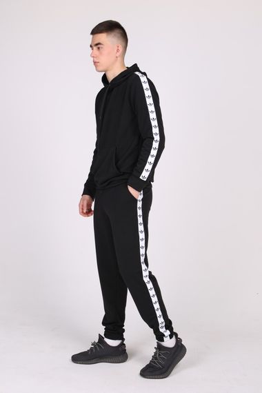 Черный спортивный костюм сбелыми лампасами  Adidas | Зображення 3