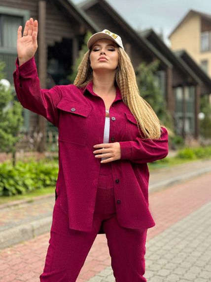 Жіночий прогулянковий костюм колір марсала р.56/58 382552 | Зображення 2