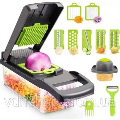 Овощерезка измельчитель 14 в 1 ситечко для яиц и нож для очистки овощей Veggie Slicer мультислайсер WZ-74 | Зображення 7