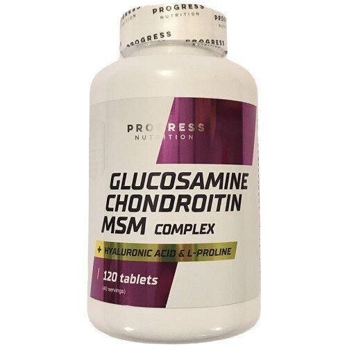 Глюкозамін, хондроїтин, МСМ, Glucosamine Chondroitin MSM, Progress Nutrition, 120 таблеток