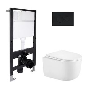 Готовое решение Qtap для ванной комнаты: подвесной унитаз Taurus Ultra Quiet 485x360x350 + комплект инсталляции Standard (круглая