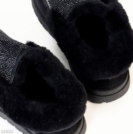 Эффектные сверкающие черные замшевые угги автоледи в стразах | Зображення 4