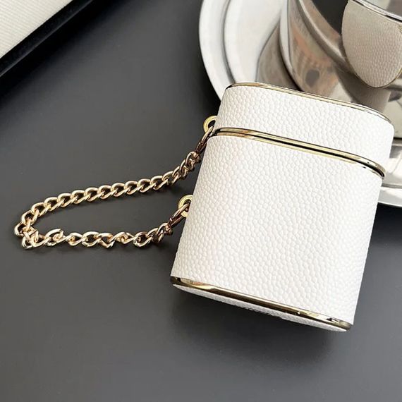 Кожаный футляр Suitcase для наушников AirPods 1/2 White | Зображення 1