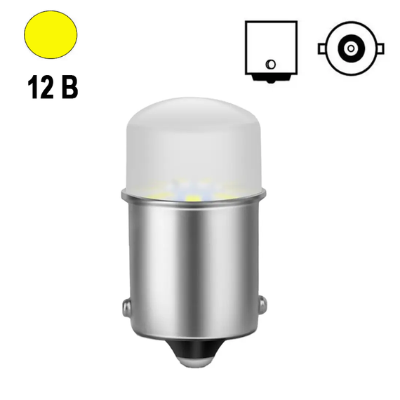 Автолампа світлодіодна P21W/1156, цоколь BA15s, 3014 х 9 smd, жовта, лінза 12 В | Зображення 1