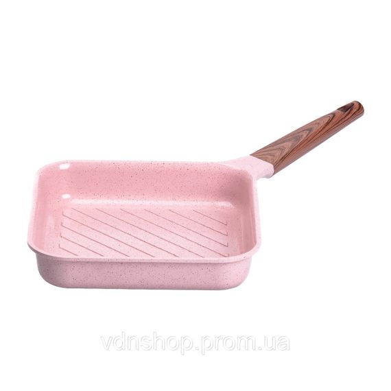 Сковорода-гриль алюмінієва, квадратна, 2,5 л, з антипригарним покриттям, 24 см MGC Pink HP-4-438P