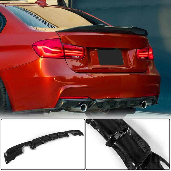 Дифузор заднього бампера V1 (для F30 M-Sport, Карбон) для BMW 3 серія F-30/31/34 2012-2019 рр | Зображення 1
