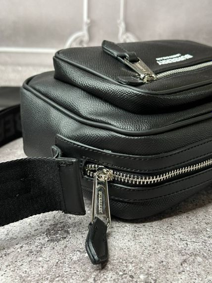 Сумка Burberry небольшого размера через плечо черная с белым лого  S 068-3 | Зображення 2