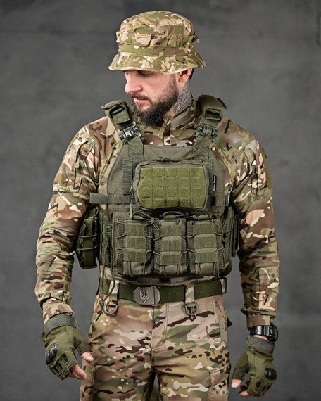 Плитоноска SINGLE SWORD олива 4 точки швидкого скидання | Зображення 1