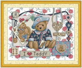 Набір для вишивання за нанесеною на канву схемою "Teddy Bear". AIDA 14CT printed 49*41 см