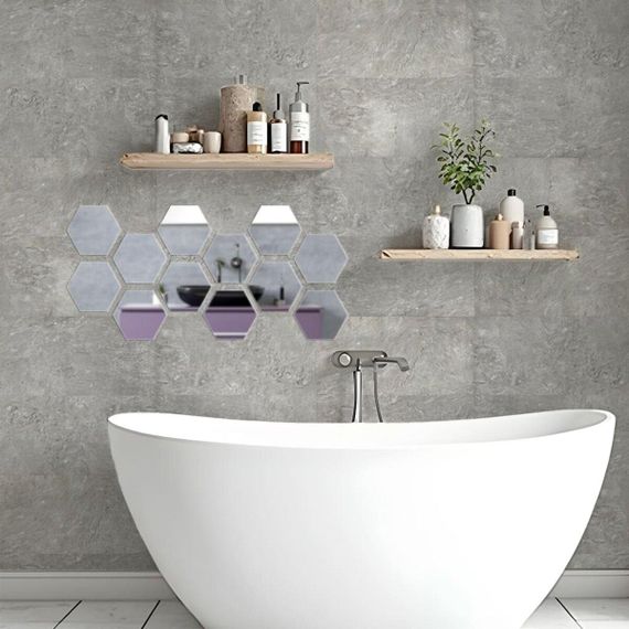 Дзеркальний декор акриловий самоклейний 125*105мм срібло, 12 шт (D) SW-00002513 | Зображення 5