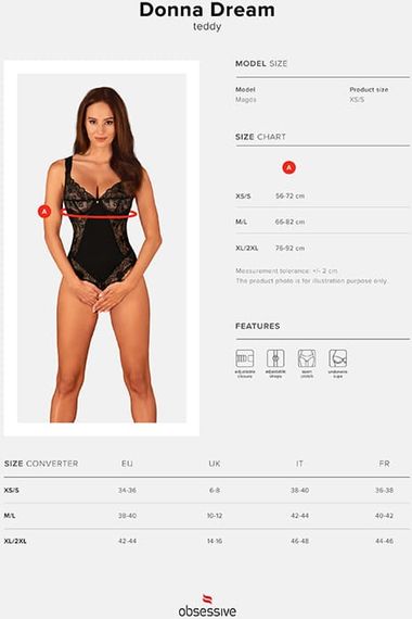 Відкрите боді Obsessive Donna Dream Чорне XS/S | Зображення 6