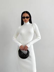 Платье MAXI длинное приталенное с разрезом молочное 🖤🔥 M-L