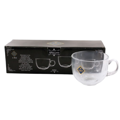 Набір чашок 3 предмети 450мл скло DP-01  Оптима