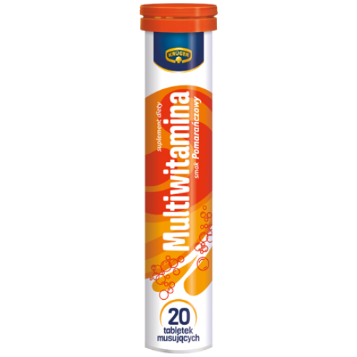 Вітаміни Мультивітамін Kruger шипучі в таблетках розчинні, 20шт, Польща, зі смаком апельсина