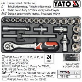Вклад полка вкладыш инструментального шкафа головки 1/2" YATO YT-5537