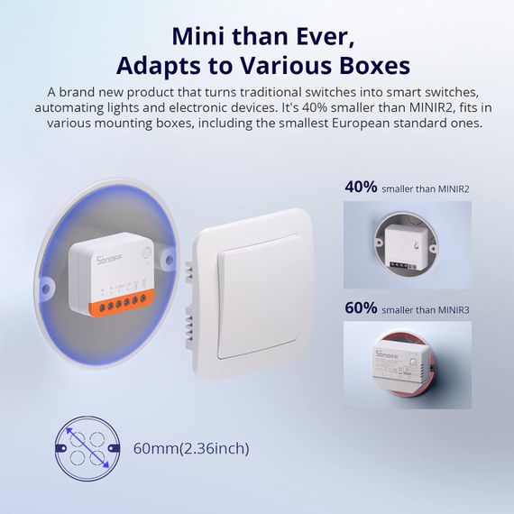 Sonoff MINI R4 Extreme беспроводной контроллер Wi-Fi для 1-го или 2-х устройств подключения Ewelink с таймером | Зображення 2