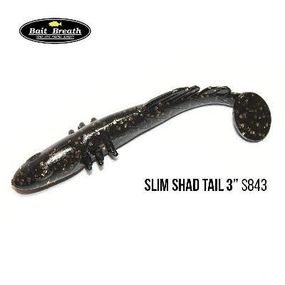 Силіконова приманка, Їстівний силікон Bait Breath BeTanCo Shad Tail Slim 3" (8 шт.) (S843 Black／Gold)
