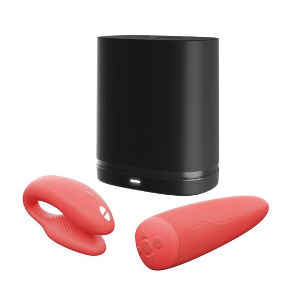 Смарт-вібратор для пар We-Vibe Chorus Crave Coral, сенсорне керування вібраціями стисненням пульта | Зображення 6