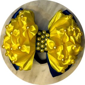 Бантик дитячий на гумці 11*9*6 см Синьо-жовтий