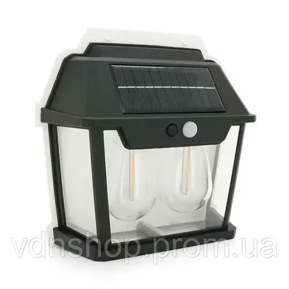 Вуличний ліхтар YT9992 із сонячною панеллю+датчик руху, 2 лампи, вбудований аккум, кріплення на стіну
