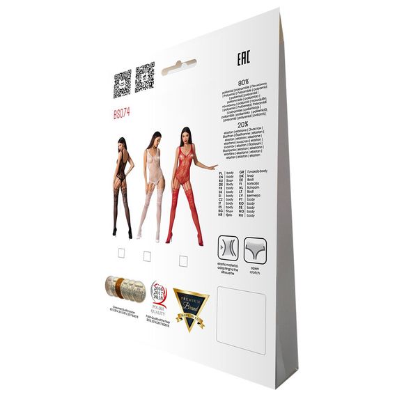 Ажурний бодістокінг з імітацією панчіх Passion BS074 white, One size | Зображення 4