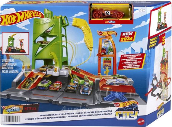 Трек Хот Вілс Сіті Заправна станція Оригінал АЗС Hot Wheels City Super Recharge Fuel Station | Зображення 1