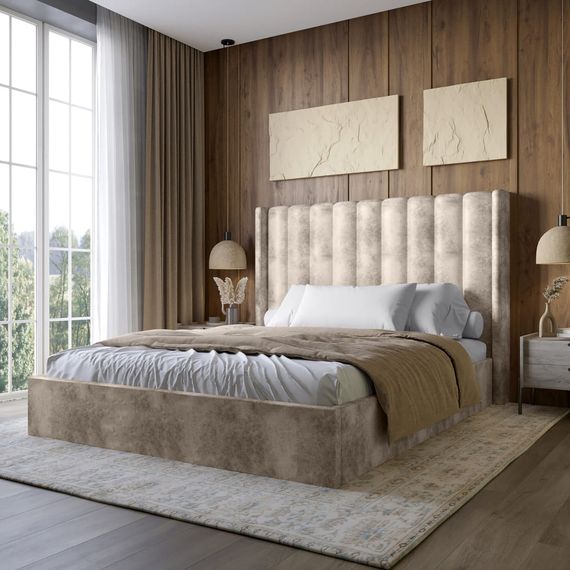 Двоспальне ліжко з підйомним механізмом LION Ніно 160x200 см SILK 103 Кремовий (LION-045053)