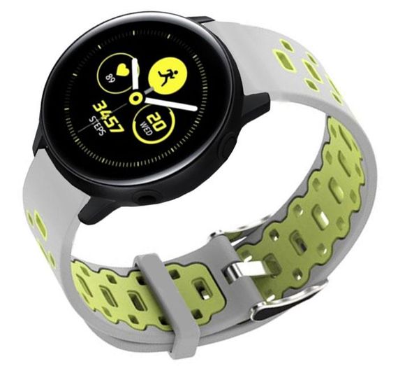 Спортивний ремінець Primo Perfor Classic для годинника Samsung Galaxy Watch Active / Active 2 - Grey&Green | Зображення 1