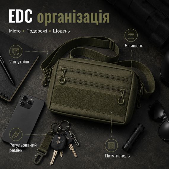 Чоловіча тактична сумка EDC Cordura 600D, сумка для патчів 25×20×5,5 см хакі MI-49