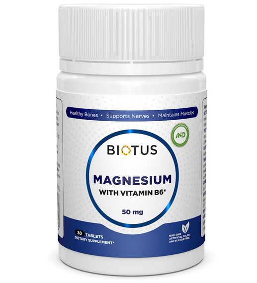 Микроэлемент Магний Biotus Magnesium with Vitamin B6 30 Tabs BIO-530272