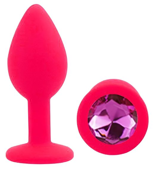 Анальная пробка EGZO Silicone Pink, размер S, с фиолетовым кристаллом из медицинского силикона Sex Aura | Зображення 1