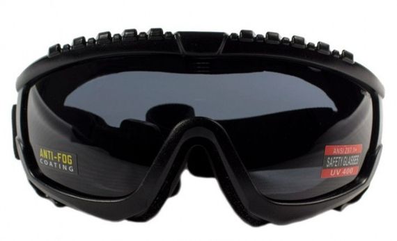Окуляри захисні з ущільнювачем Global Vision Ballistech-1 (smoke) Anti-Fog, чорні | Зображення 1