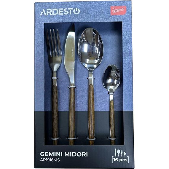 Набір столових приладів Ardesto Gemini Midori AR1916MS 16 предметів коричневий