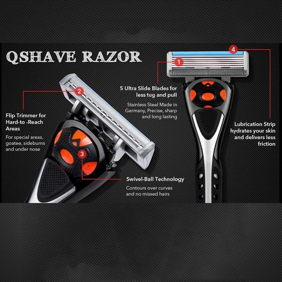 Чоловіча бритва Qshave Black Spider – без батарейок, без компромісів | Зображення 1