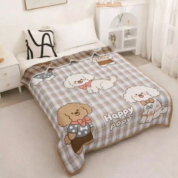 Плед детский из муслина Colorful Home 21477 120х150 см коричневый с серым