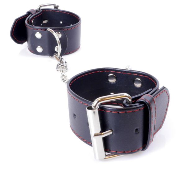 Наручники зі штучної шкіри Fetish Boss Series - Handcuffs with Red Line, BS3300115 Sex Aura | Зображення 1