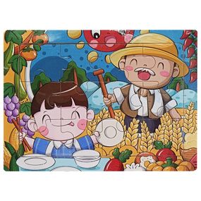 Детский деревянный пазл-вкладыш "На даче у деда" MD 1343-10, 12 элементов 15 х 11 х 0,4 см