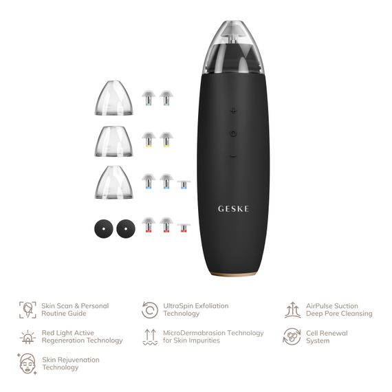 Мікродермабразійний пристрій для видалення чорних цяток GESKE MicroDermabrasion Blackhead Remover 7в1 starlight, Сірий | Зображення 1