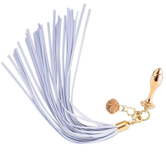 Металева анальна пробка Хвіст поні LOCKINK SEVANDA White Pony-Tail Anal Rose-shape Plug sexstyle