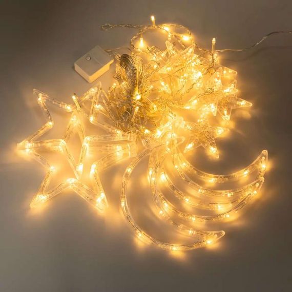 Электрическая гирлянда Звезда штора 3 метра на окно для фотозон желтая WYF11Y | Зображення 5