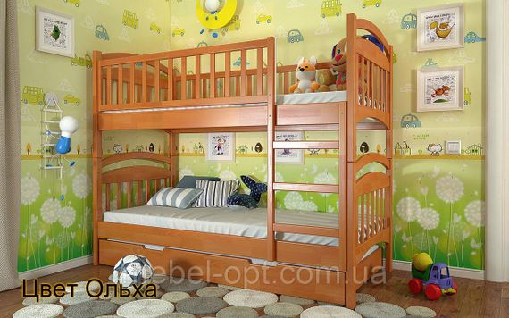 Двухъярусная  Деревянная кровать Смайл 80х190 см Arbor Drev | Зображення 3