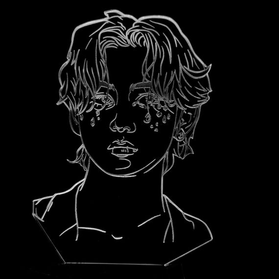 Акриловий світильник-нічник BTS Кім Техен "V" білий tty-n001042