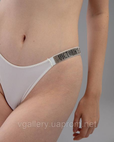 Комплект женского белья Victoria’s Secret ТОП + СТРИНГИ со стразами, Виктория Сикрет со стрингами Белый, 75B | Зображення 6