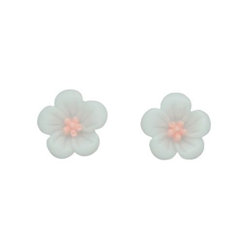 Сережки дитячі кліпси для вух без пробивання вуха Liresmina Jewelry "Квіткова Пишність" білі
