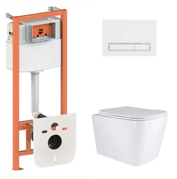 Набір Qtap Nest 4 в 1 підвісний унітаз Tern Ultra Quiet 525x345x360 + комплект інсталяції QT17332303AW47511