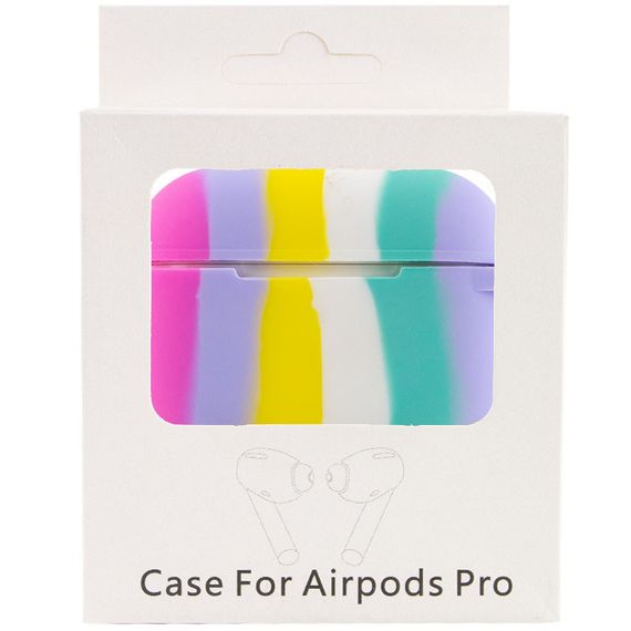 Силиконовый футляр Colorfull для наушников AirPods Pro Темно-розовый / Голубой | Зображення 4