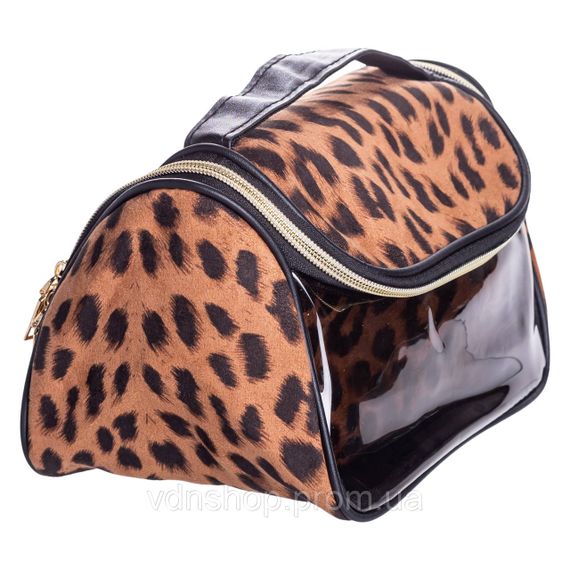 Набір велюрових жіночих косметичок для дому 2 (шт) дорожня косметичка в сумку для косметики, макіяжу, ліків, пензлів Леопард | Зображення 4