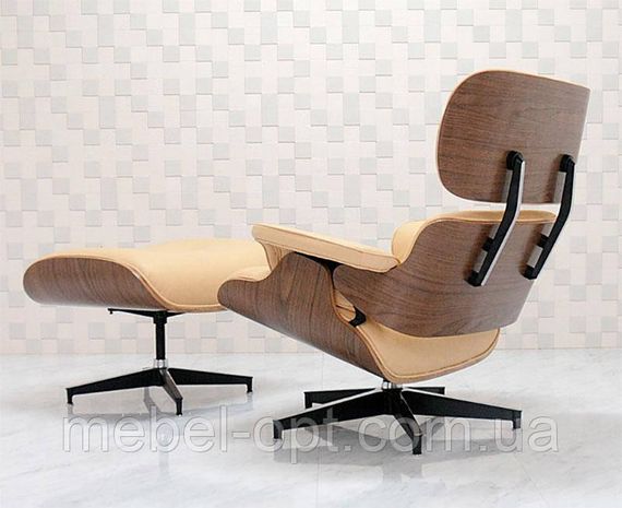 Дизайнерское кресло Eames Lounge Chair бежевый кожзам, дизайн Charles & Ray Eames | Зображення 6
